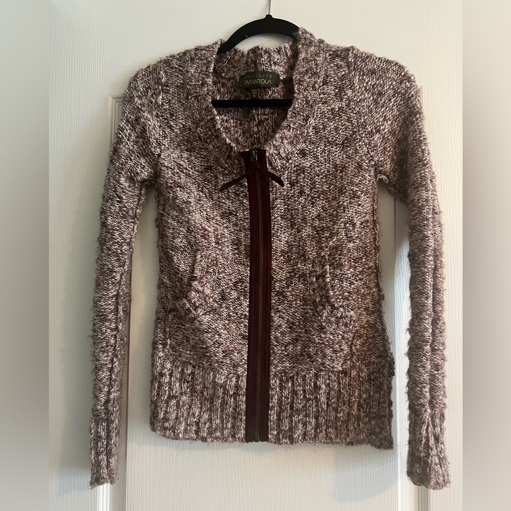 Charlotte Tarantola Sweater XS front zip with pockets